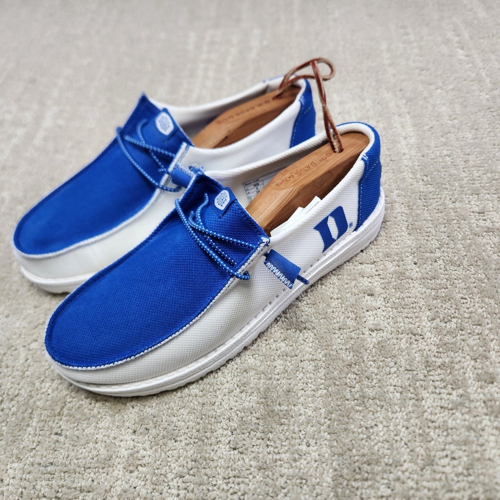 Hey Dude Wendy Duke Blue Devils Shoes Womens 8 Royal Blue White Slip On Loafers